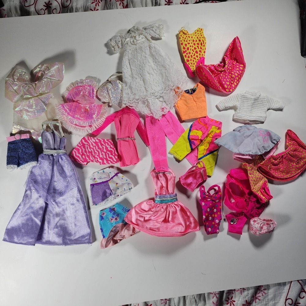 Lot of Vintage Barbie  1980s 1990s Clothing Dresses Swimming Suit Shirts